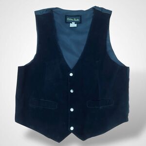 Vintage Western Frontier Snap Vest Men's M Genuine Suede Leather Black Pockets